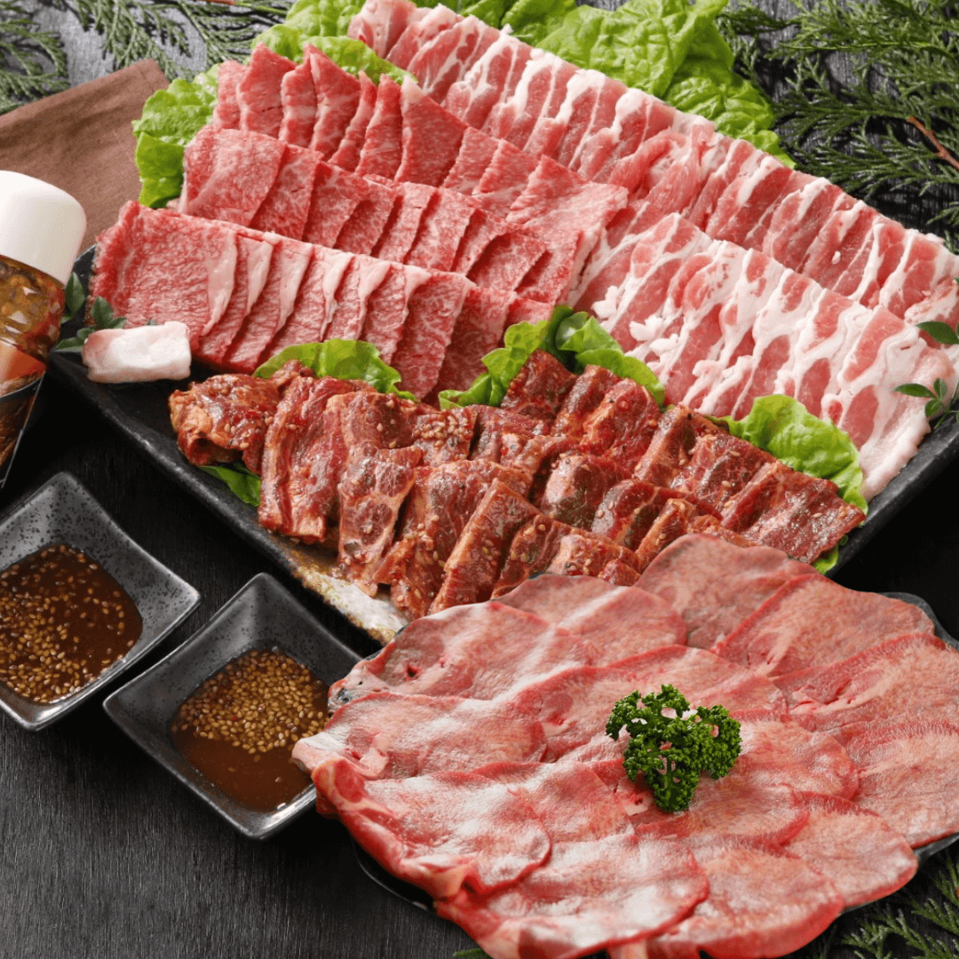 【残暑見舞い 敬老の日 ギフト】薄切り牛タン＆焼肉3種盛り1.2kg（牛タン200g、和牛赤身 焼肉300g、国産豚カルビ300g、やわらか牛ハラミ400g) BBQ (バーベキュー)に おすすめ セット | 肉のカワグチ通販・お取り寄せ プレゼント.
