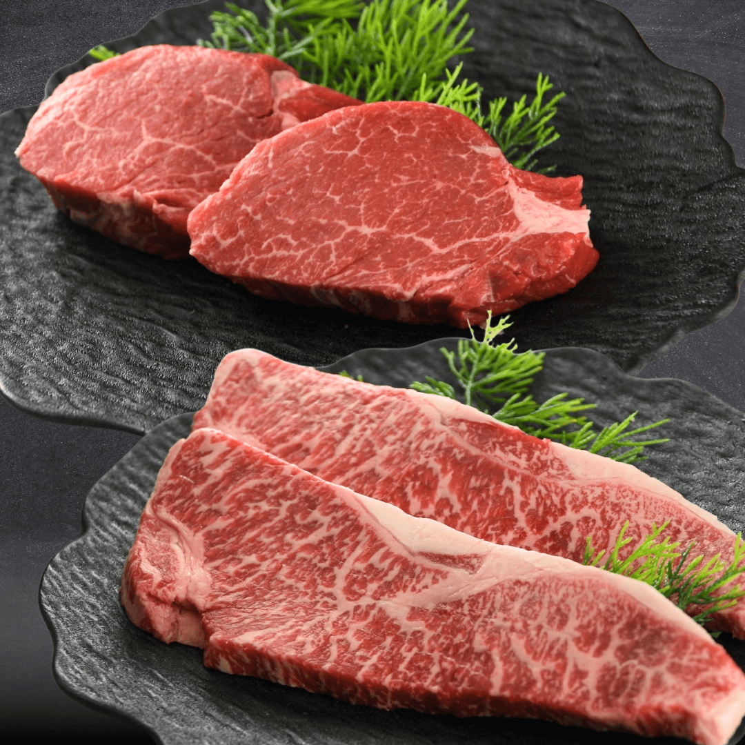 【残暑見舞い 敬老の日 ギフト】国産牛ステーキ食べ比べセット 4枚 計 540g (サーロイン150g 2枚 ヒレ120g 2枚)（黒毛和種x乳用種) BBQ (バーベキュー)に おすすめ | 肉のカワグチ通販・お取り寄せ プレゼント.