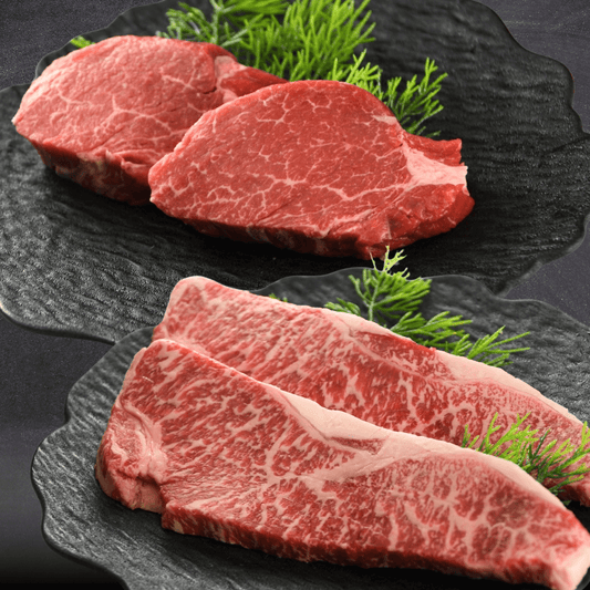 【残暑見舞い 敬老の日 ギフト】国産交雑牛ステーキ食べ比べセット 4枚 計 540g (サーロイン150g 2枚 ヒレ120g 2枚)（黒毛和種x乳用種) BBQ (バーベキュー)に おすすめ | 肉のカワグチ通販・お取り寄せ プレゼント