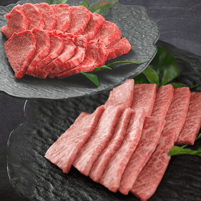 【残暑見舞い 敬老の日 ギフト】黒毛和牛 焼肉 食べ比べセット 800g (霜降りカルビ焼肉400g・希少部位 赤身 ランプ焼肉400g) BBQ (バーベキュー)に おすすめ | 肉のカワグチ通販・お取り寄せ プレゼント.